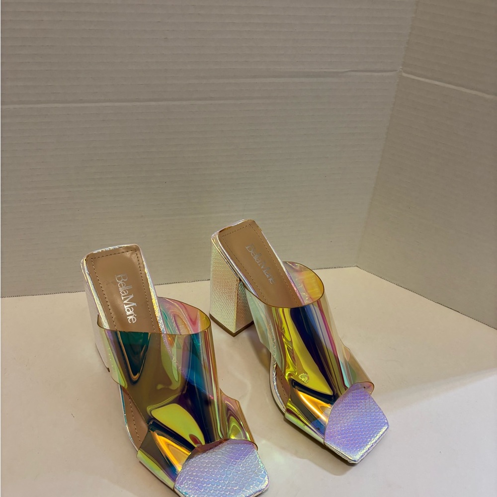 🔵Holographic BLOCK Heels BELLA MARIE - Picture 11 of 14